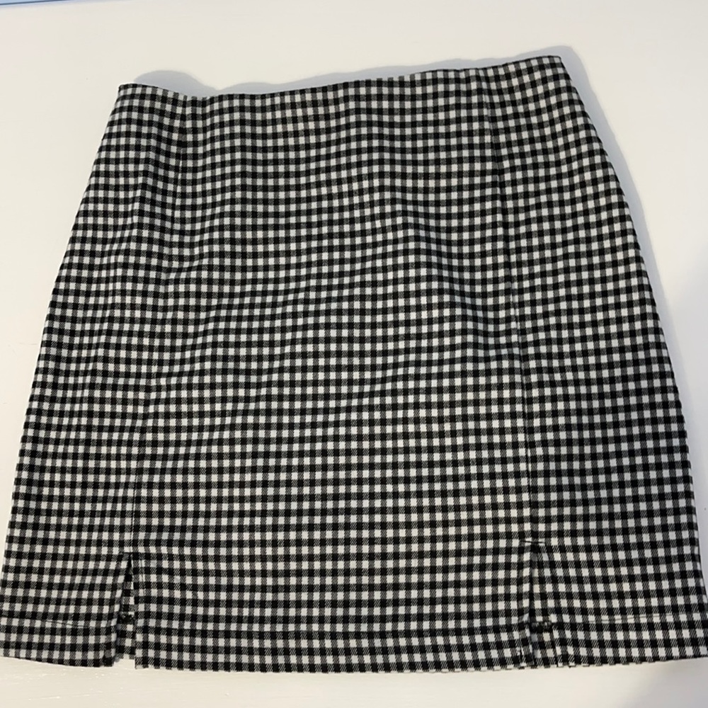 Black and white plaid mini skirt